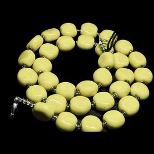 Kazuri Handcrafted Yellow Ceramic Bead Necklace 20” w/Tag Kenya